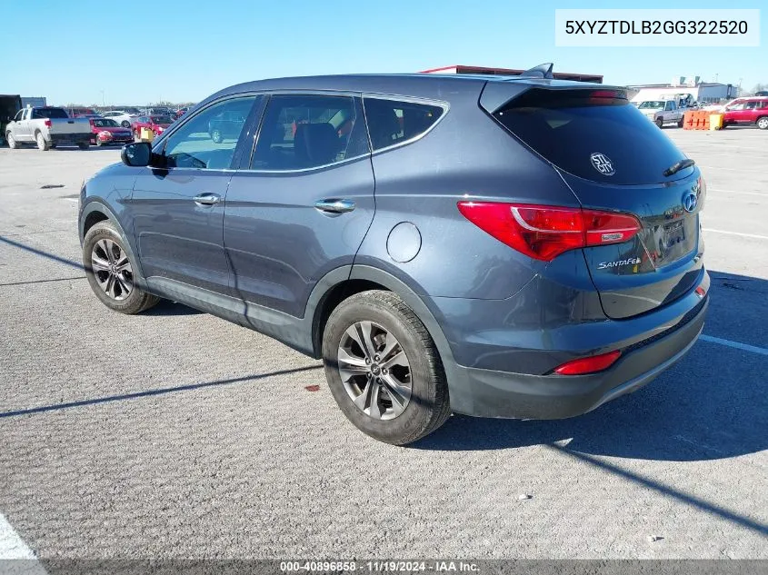 2016 Hyundai Santa Fe Sport 2.4L VIN: 5XYZTDLB2GG322520 Lot: 40896858