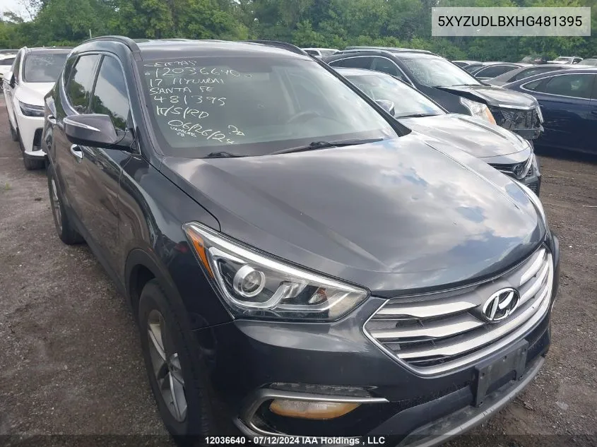 2017 Hyundai Santa Fe Sport VIN: 5XYZUDLBXHG481395 Lot: 12036640