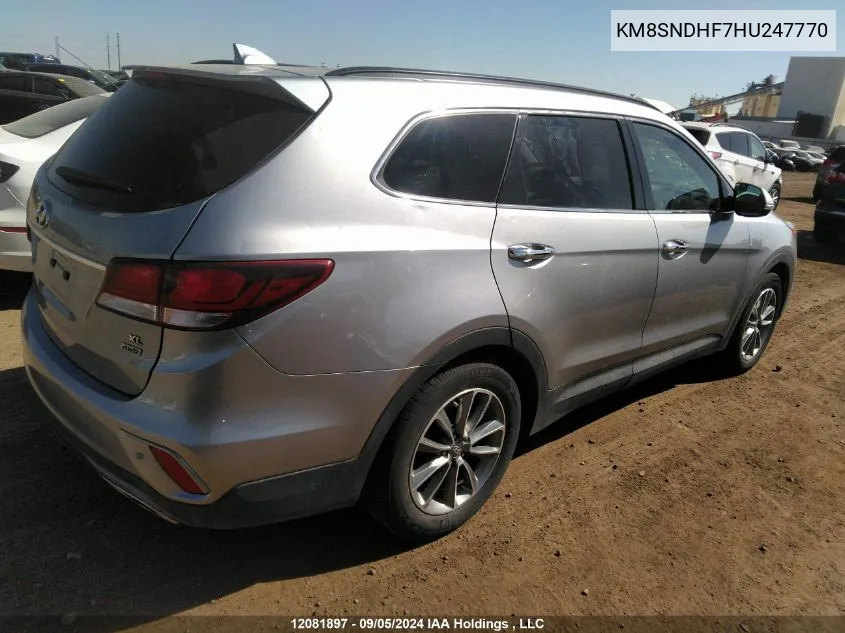 KM8SNDHF7HU247770 2017 Hyundai Santa Fe Se/Limited