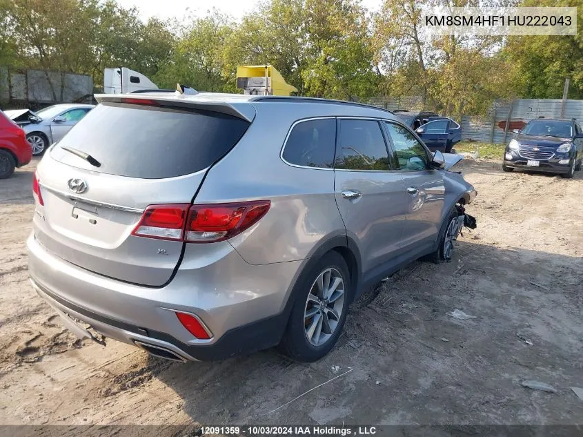 2017 Hyundai Santa Fe VIN: KM8SM4HF1HU222043 Lot: 12091359