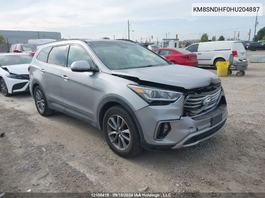 2017 Hyundai Santa Fe Se/Limited VIN: KM8SNDHF0HU204887 Lot: 12105419