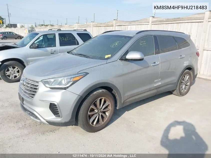 2017 Hyundai Santa Fe Se VIN: KM8SM4HF9HU218483 Lot: 12111474