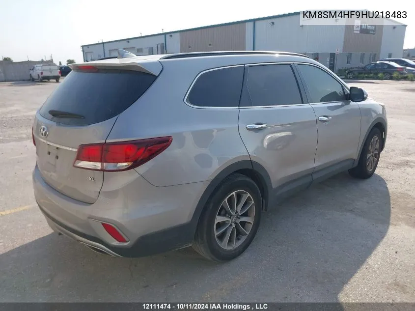 2017 Hyundai Santa Fe Se VIN: KM8SM4HF9HU218483 Lot: 12111474