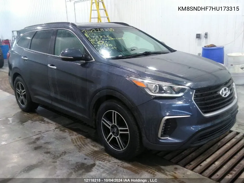 2017 Hyundai Santa Fe Xl Premium VIN: KM8SNDHF7HU173315 Lot: 12118215