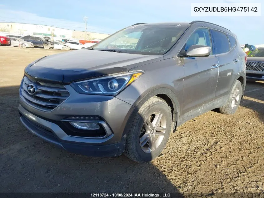 2017 Hyundai Santa Fe Sport VIN: 5XYZUDLB6HG475142 Lot: 12118724