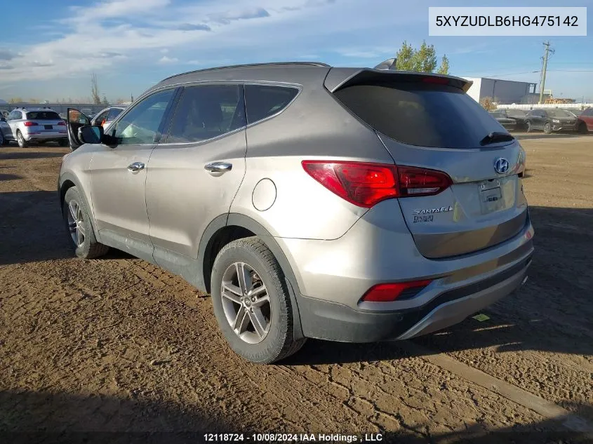 2017 Hyundai Santa Fe Sport VIN: 5XYZUDLB6HG475142 Lot: 12118724