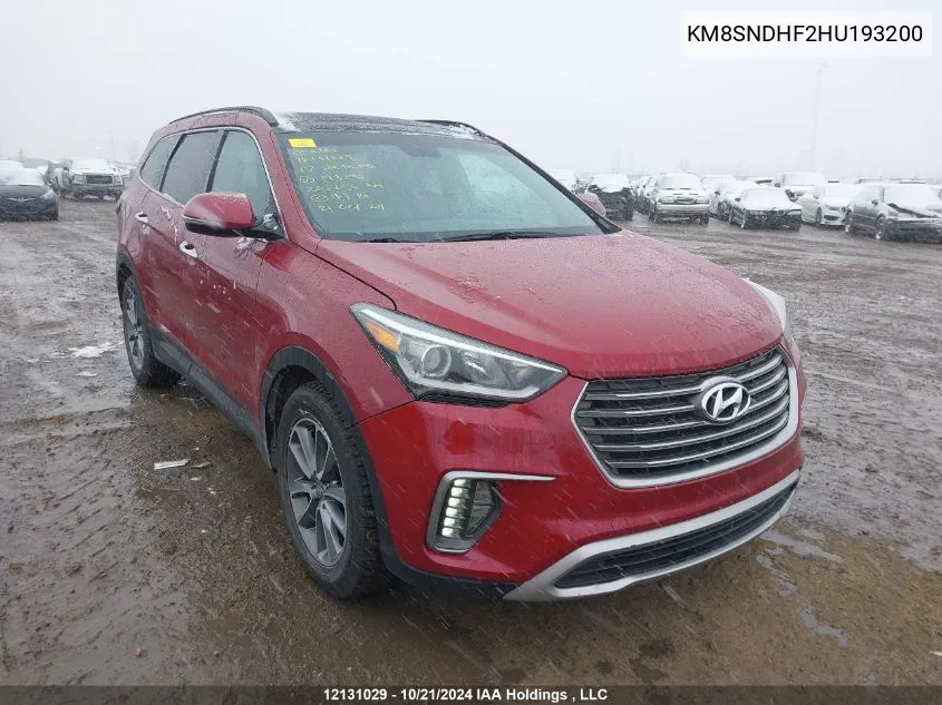 2017 Hyundai Santa Fe Xl Luxury VIN: KM8SNDHF2HU193200 Lot: 12131029