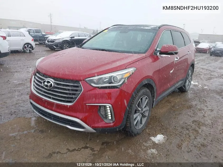 2017 Hyundai Santa Fe Xl Luxury VIN: KM8SNDHF2HU193200 Lot: 12131029