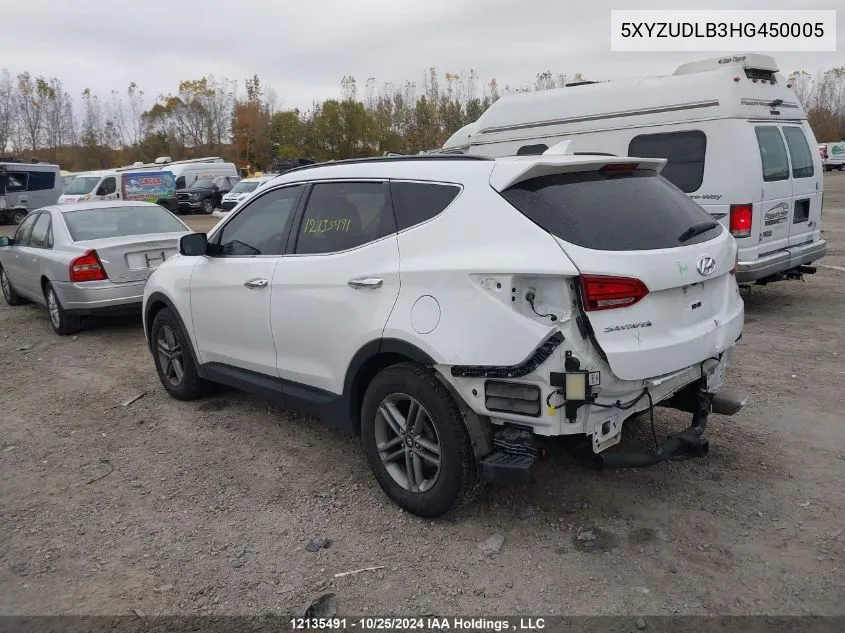 5XYZUDLB3HG450005 2017 Hyundai Santa Fe Sport 2.4 Se