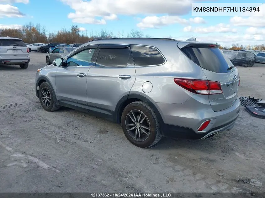 2017 Hyundai Santa Fe Se/Limited VIN: KM8SNDHF7HU184394 Lot: 12137362