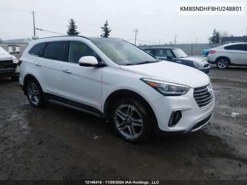 2017 Hyundai Santa Fe Se/Limited VIN: KM8SNDHF8HU248801 Lot: 12146416