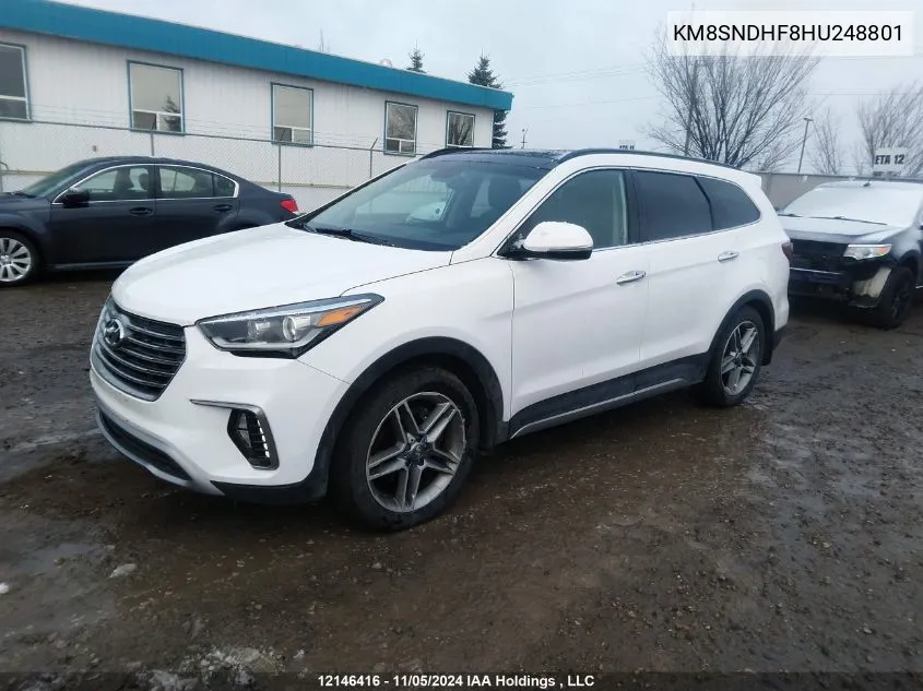 2017 Hyundai Santa Fe Se/Limited VIN: KM8SNDHF8HU248801 Lot: 12146416