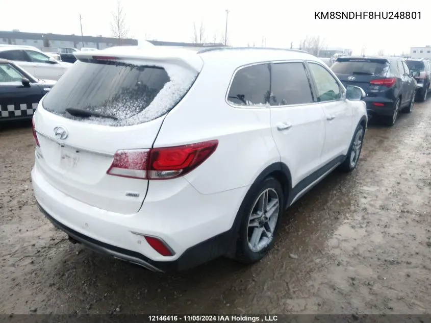 2017 Hyundai Santa Fe Se/Limited VIN: KM8SNDHF8HU248801 Lot: 12146416