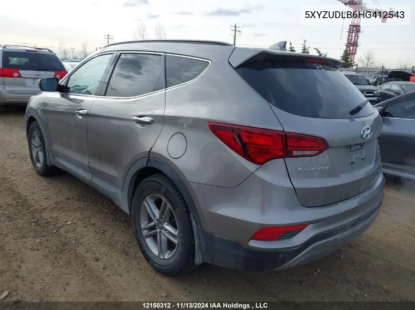 2017 Hyundai Santa Fe Sport VIN: 5XYZUDLB6HG412543 Lot: 12150312