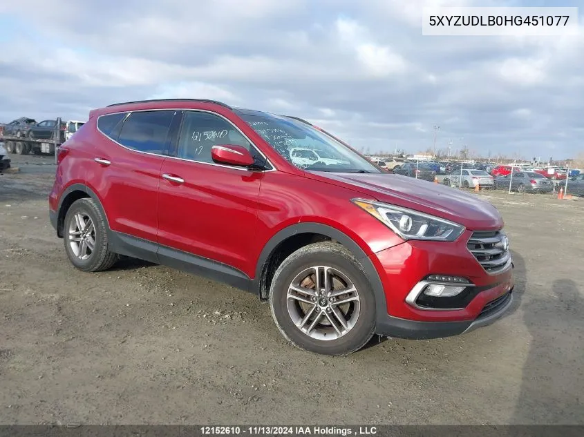 2017 Hyundai Santa Fe Sport 2.4 Se VIN: 5XYZUDLB0HG451077 Lot: 12152610