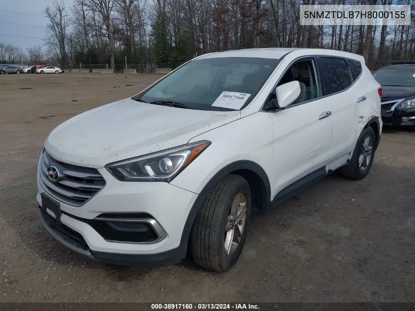 2017 Hyundai Santa Fe Sport 2.4L VIN: 5NMZTDLB7H8000155 Lot: 38917160