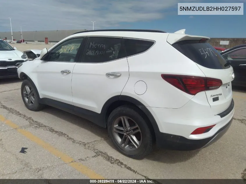 2017 Hyundai Santa Fe Sport 2.4L VIN: 5NMZUDLB2HH027597 Lot: 39229411