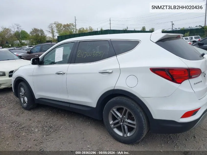 2017 Hyundai Santa Fe Sport 2.4L VIN: 5NMZT3LB2HH020436 Lot: 39363296