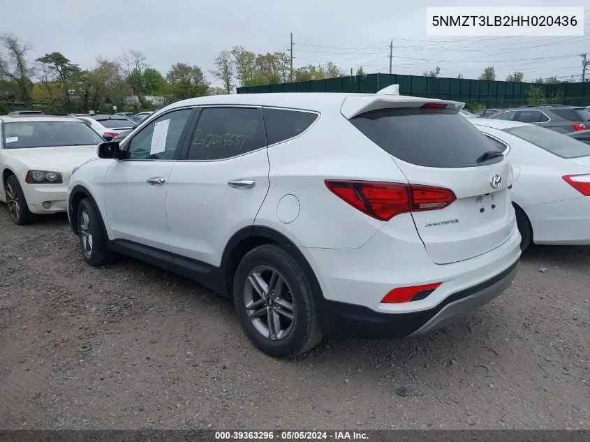 2017 Hyundai Santa Fe Sport 2.4L VIN: 5NMZT3LB2HH020436 Lot: 39363296