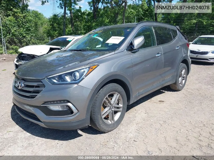 2017 Hyundai Santa Fe Sport 2.4L VIN: 5NMZUDLB7HH024078 Lot: 39509069