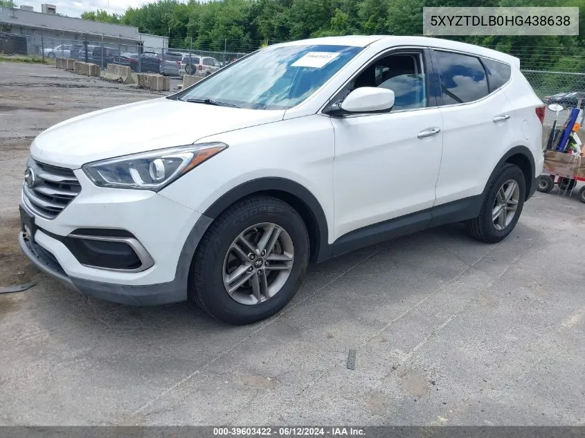 2017 Hyundai Santa Fe Sport 2.4L VIN: 5XYZTDLB0HG438638 Lot: 39603422