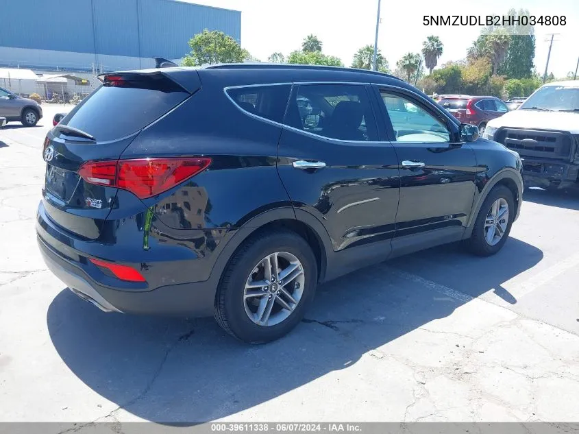 2017 Hyundai Santa Fe Sport 2.4L VIN: 5NMZUDLB2HH034808 Lot: 39611338