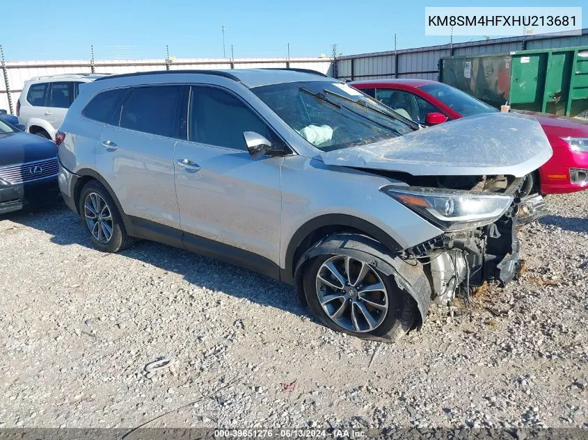 2017 Hyundai Santa Fe Se VIN: KM8SM4HFXHU213681 Lot: 39651276