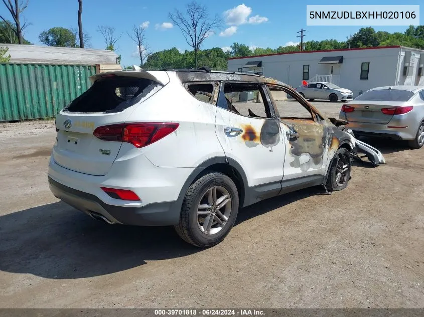 5NMZUDLBXHH020106 2017 Hyundai Santa Fe Sport 2.4L