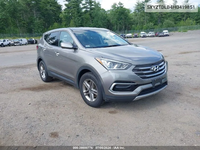 2017 Hyundai Santa Fe Sport 2.4L VIN: 5XYZTDLB4HG419851 Lot: 39800776