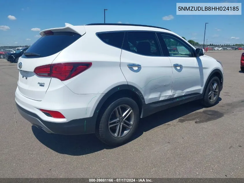 2017 Hyundai Santa Fe Sport 2.4L VIN: 5NMZUDLB8HH024185 Lot: 39881166