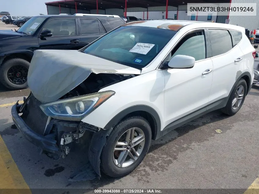 2017 Hyundai Santa Fe Sport 2.4L VIN: 5NMZT3LB3HH019246 Lot: 39943088