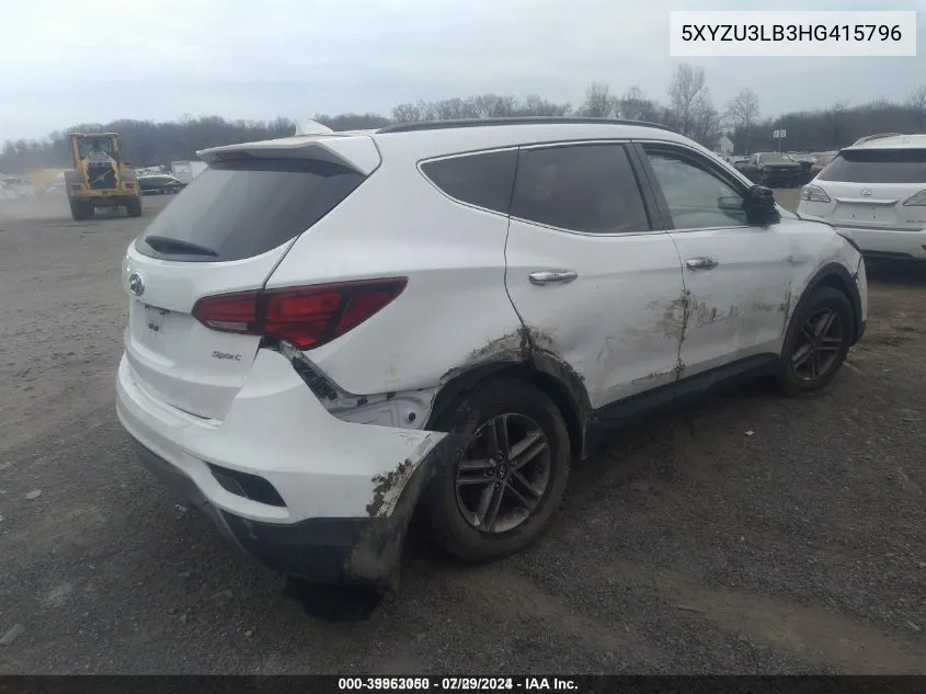 2017 Hyundai Santa Fe Sport 2.4L VIN: 5XYZU3LB3HG415796 Lot: 39963050