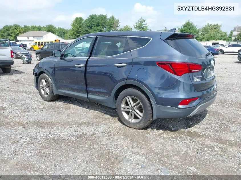 2017 Hyundai Santa Fe Sport 2.4L VIN: 5XYZTDLB4HG392831 Lot: 40012388