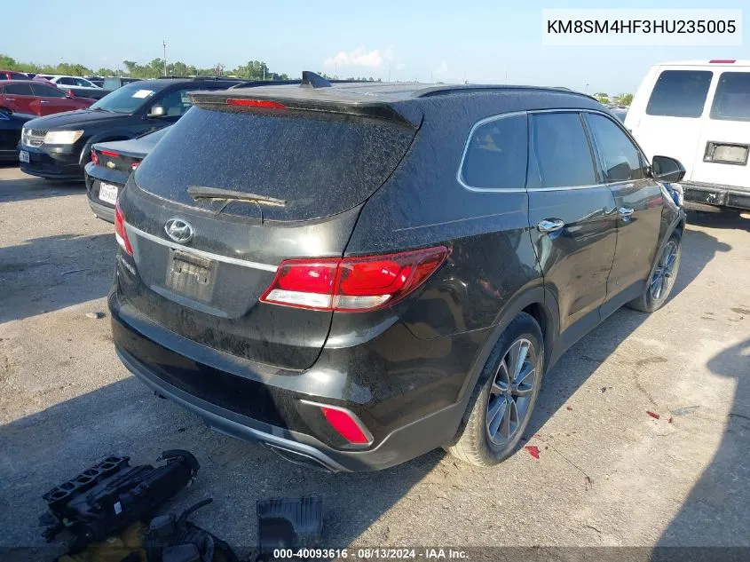 KM8SM4HF3HU235005 2017 Hyundai Santa Fe Se