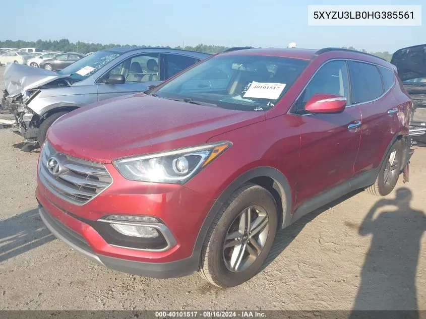 2017 Hyundai Santa Fe Sport 2.4L VIN: 5XYZU3LB0HG385561 Lot: 40101517