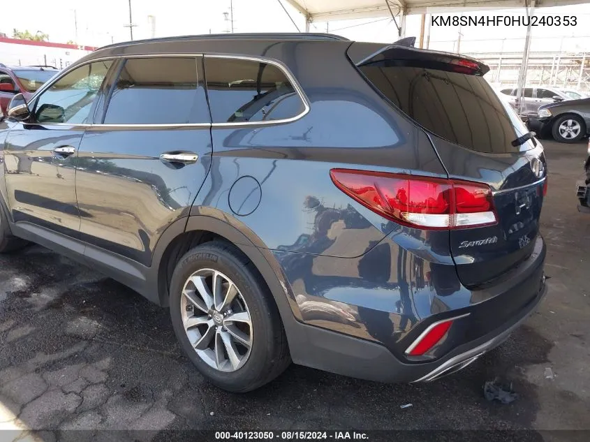 2017 Hyundai Santa Fe Se VIN: KM8SN4HF0HU240353 Lot: 40123050