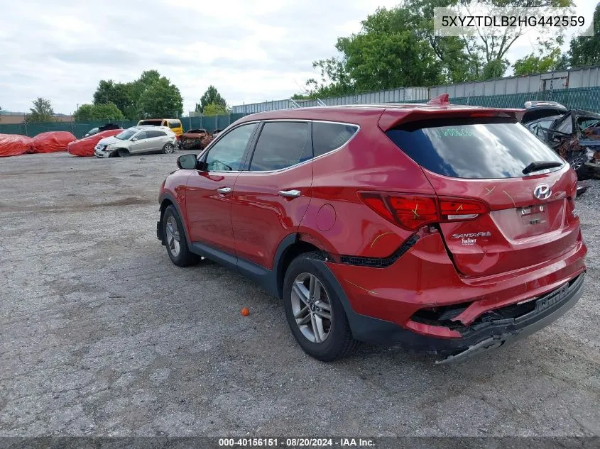 2017 Hyundai Santa Fe Sport 2.4L VIN: 5XYZTDLB2HG442559 Lot: 40156151