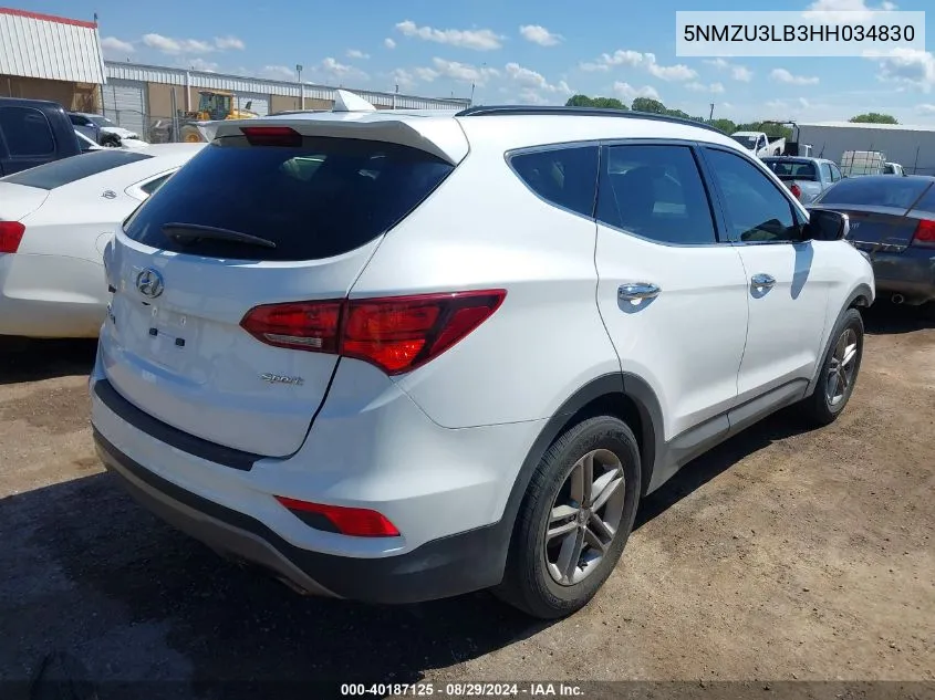 2017 Hyundai Santa Fe Sport 2.4L VIN: 5NMZU3LB3HH034830 Lot: 40187125