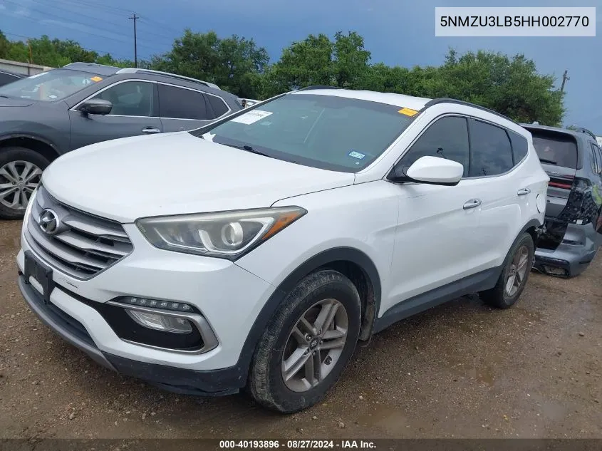 2017 Hyundai Santa Fe Sport 2.4L VIN: 5NMZU3LB5HH002770 Lot: 40193896