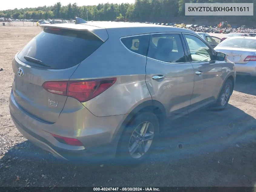 2017 Hyundai Santa Fe Sport 2.4L VIN: 5XYZTDLBXHG411611 Lot: 40247447