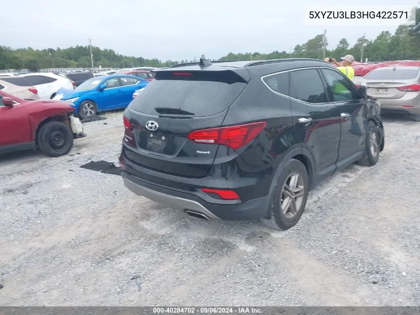 2017 Hyundai Santa Fe Sport VIN: 5XYZU3LB3HG422571 Lot: 40284702