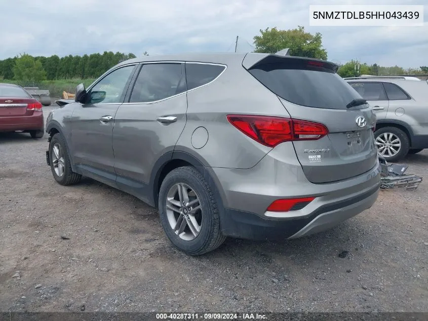 2017 Hyundai Santa Fe Sport 2.4L VIN: 5NMZTDLB5HH043439 Lot: 40287311