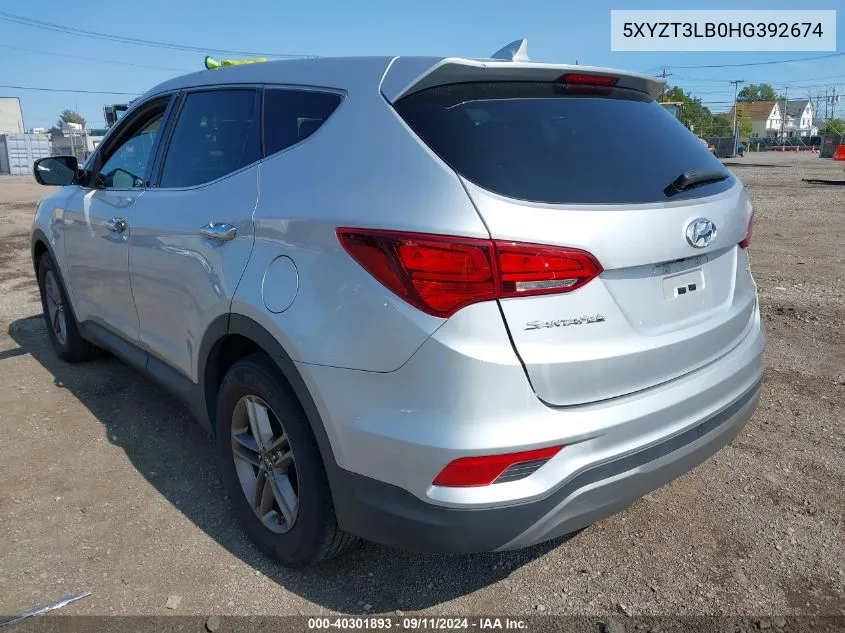 2017 Hyundai Santa Fe Sport 2.4L VIN: 5XYZT3LB0HG392674 Lot: 40301893