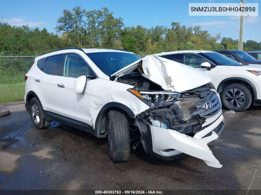 2017 Hyundai Santa Fe Sport 2.4L VIN: 5NMZU3LB0HH042898 Lot: 40303763