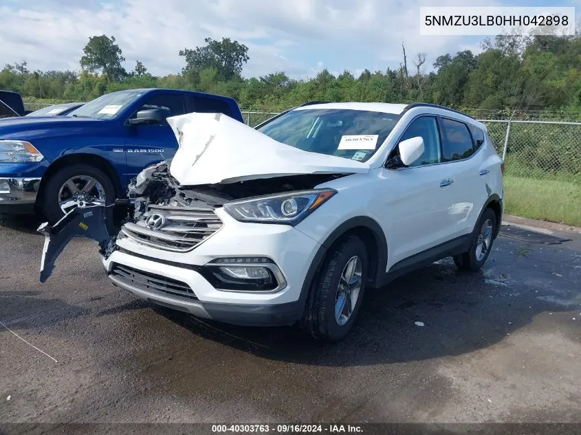 2017 Hyundai Santa Fe Sport 2.4L VIN: 5NMZU3LB0HH042898 Lot: 40303763