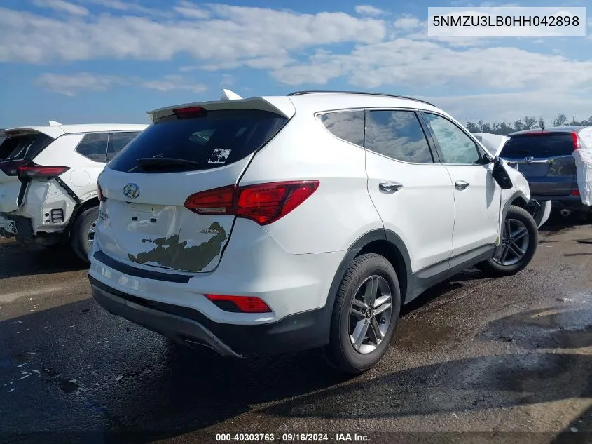 2017 Hyundai Santa Fe Sport 2.4L VIN: 5NMZU3LB0HH042898 Lot: 40303763