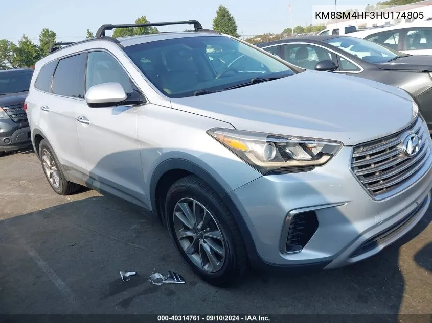 KM8SM4HF3HU174805 2017 Hyundai Santa Fe Se