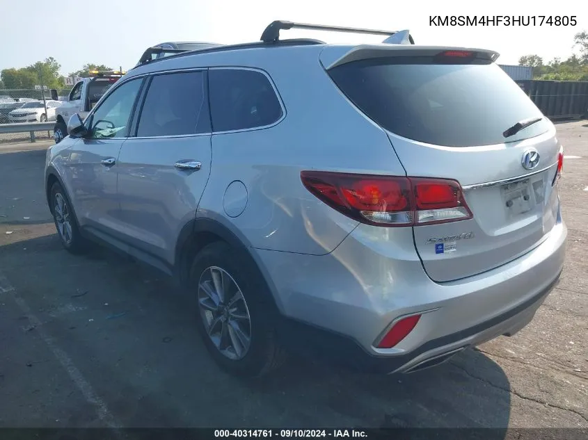 2017 Hyundai Santa Fe Se VIN: KM8SM4HF3HU174805 Lot: 40314761