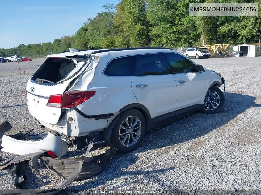 2017 Hyundai Santa Fe Se VIN: KM8SMDHF0HU224656 Lot: 40333833