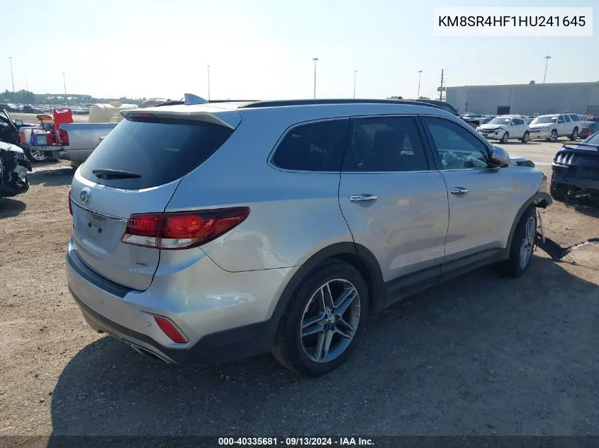 KM8SR4HF1HU241645 2017 Hyundai Santa Fe Se Ultimate